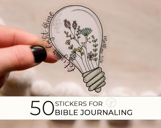 Featured listing image: Bulk Of 50 Stickers, Baptism Favor Stickers, Christian Stickers, Christening Favors, Bible Verse Stickers, Church Event Gifts, Vinyl Decals