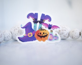 Halloween witchy sticker with pumpkin and potions great fall sticker for spooky lovers