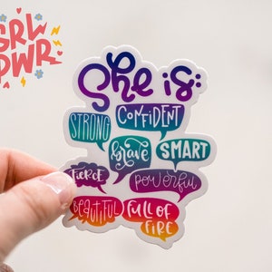 She Is Confident Aufkleber, Autoaufkleber für Frauen, Girl Power Aufkleber, Women Empowerment Label, Vertrauen, Inspirational Aufkleber, Frauenrechte