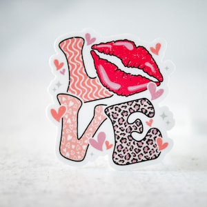 Love Sticker, Lips Sticker, Kiss Sticker, Romantic Decal, Vinyl Sticker, Water Bottle Decal, Laptop Sticker, Phone Decal, Mug Sticker