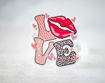 Love Sticker, Lips Sticker, Kiss Sticker, Romantic Decal, Vinyl Sticker, Water Bottle Decal, Laptop Sticker, Phone Decal, Mug Sticker