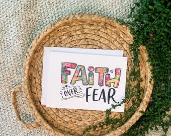 Faith Over Fear Card, Faith Card, Christian Card, 5" x 7" Choose Faith Card, White Envelope Included