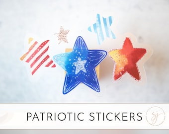 Clear Stars Sticker, American Sticker, USA Holiday Sticker, Patriot Sticker, USA Car Decal, Bumper Label, Labor Day Patriotic Star Sticker