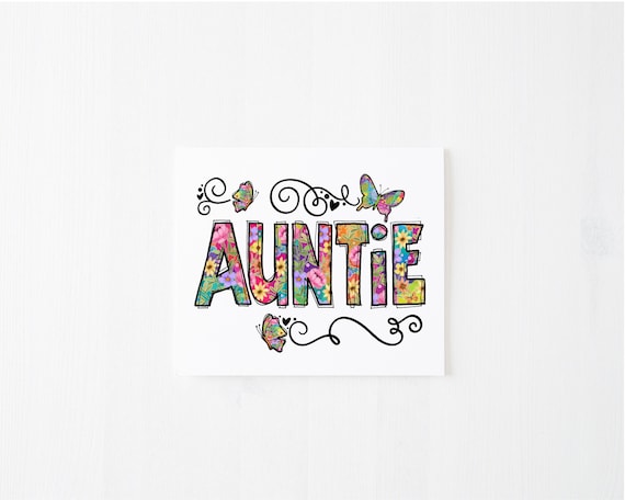 Auntie Card, Godmother Card, Appreciation Card, Greeting Card With White Envelope, Birthday Card, Colorful Aunt Card, Butterflies Card