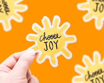 Choose Joy Sticker, Mental Health Stickers, Kindle Sticker, Sun Decal, Encouraging Stickers, Water Bottle Labels, Uplifting Stickers