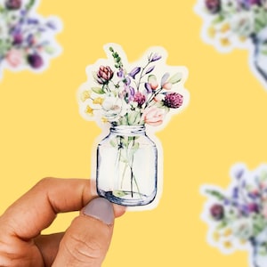 Floral Stickers, Flower Sticker, Water Bottle Sticker, Waterproof Sticker, Spring Stickers, Cute Vinyl Sticker, Girly Sticker, Tumbler Decal