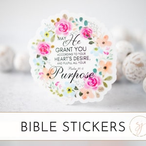 Fulfill All Your Purpose Scripture Decal, Bible Verse Sticker, Christian Sticker, Psalm 20:4, Water Bottle Sticker, Uplifting Decal, Gift