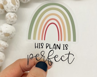 His Plan Is Perfect Decal, Christian Label, Religious Sticker, Faith Label, Water Bottle Sticker, Laptop Decal, Scrapbook Vinyl, Gift Idea