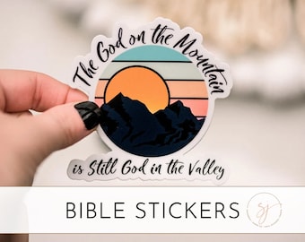 Christian Label, Faith Sticker, Scripture Label, Bible Stickers, Religious Decal, Mountain Sticker, The God On The Mountain Label, Vinyl