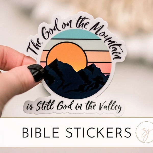 Christian Label, Faith Sticker, Scripture Label, Bible Stickers, Religious Decal, Mountain Sticker, The God On The Mountain Label, Vinyl