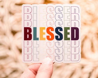 Blessed Christian Decal, Laptop Faith Sticker, Religious Vinyl, Waterproof Water Bottle Sticker, Die Cut Christian Planer Decal