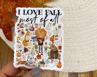 10 Stickers Mystery Grab Bag Fall Theme With Random Stickers Printed On Clear + White Vinyl Sticker Paper