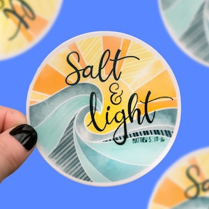 Salt And Light Sticker, Christian Stickers, Scripture Label, Christian Decal, Faith Stickers, Matthew 5:13 Label, Round Fridge Stickers