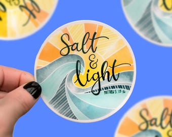 Salt And Light Sticker, Christian Stickers, Scripture Label, Christian Decal, Faith Stickers, Matthew 5:13 Label, Round Fridge Stickers