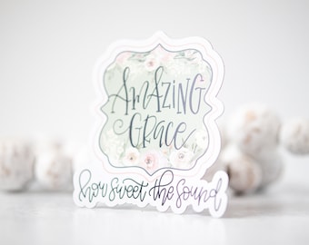 Amazing Grace How Sweet The Sound Magnet, 3" Magnet, Religious Magnet, Die Cut Magnet, Car Accessory, Fridge Magnet, Best Friend Present