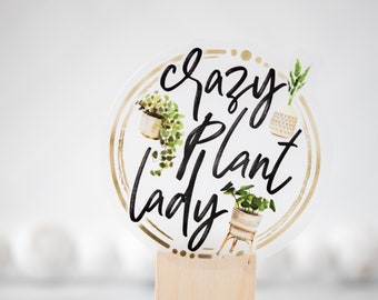 Crazy Plant Lady Label, Clear Sticker, Die Cut Label, Car Decal, Bumper Sticker, Waterproof Label, Removable Sticker, Summer Sticker