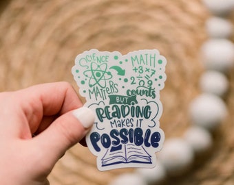 Reading Makes It Possible Decal, Special Education Stickers, Journaling Sticker, Laptop Vinyl Decal, Teacher Stickers