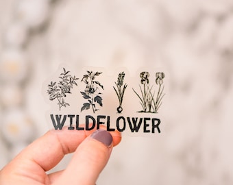 Wildflower Sticker, Car Sticker, Flower Car Decal, Die Cut Sticker, Vinyl Sticker, Wedding Guest Gift, Water Bottle Sticker, Laptop Decal