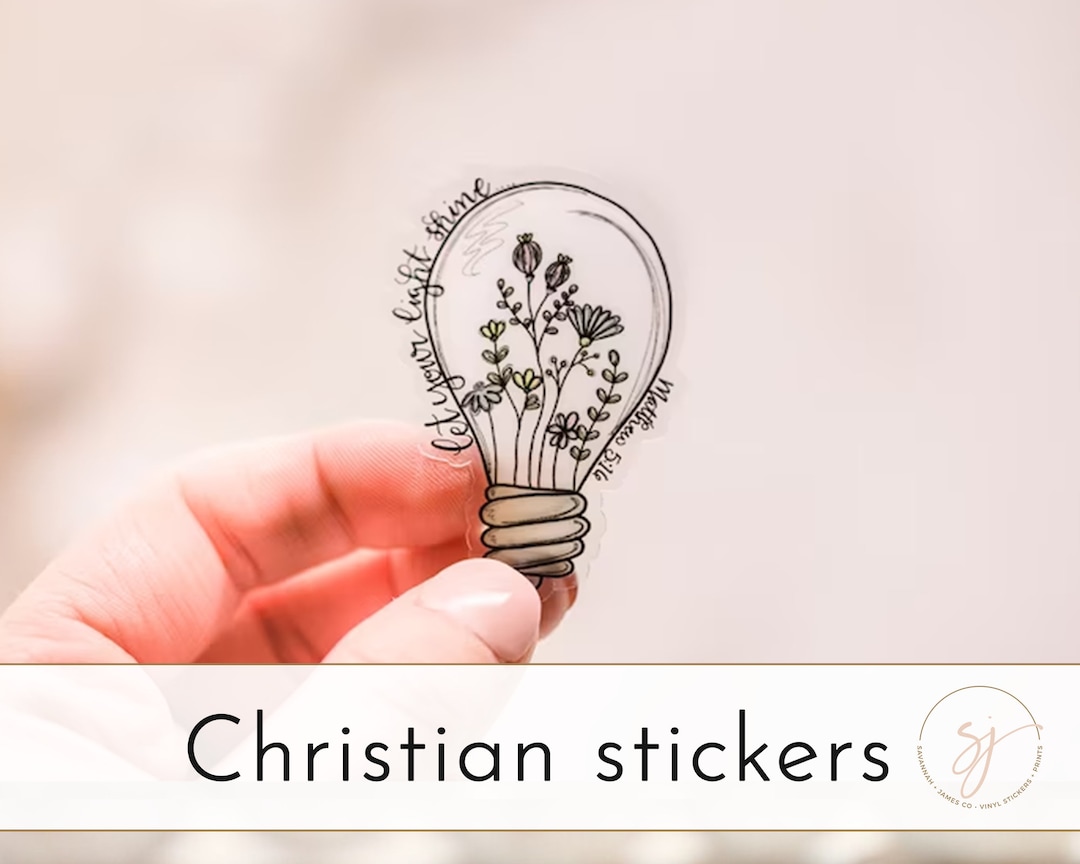 Let Your Light Shine Sticker, Christian Decal, Bible Verse Label ...