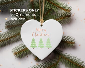 Merry Christmas Sticker, Christmas Tree Stickers, Christmas Ornament Decal, Window Stickers, Stocking Stuffer, Advent Gift, Water Bottle