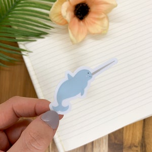 Narwhal Aufkleber, Gestanztes Aufkleber, Narwal Etikett, Ozeantier Aufkleber, Mini Wasserflasche Aufkleber, Meer Aufkleber, Meer Aufkleber, Aufkleber