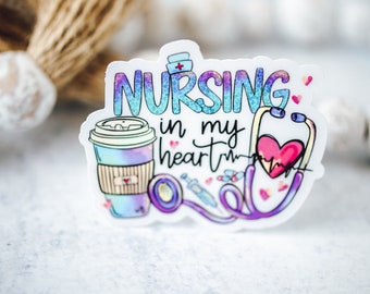 Nurse Sticker, Nursing In My Heartbeat, Social Worker Gift, Labor Day Sticker, Medical Sticker, Water Bottle Sticker,Nurse Labor Day Sticker