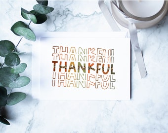 Thankful Printed Card, Gratitude Card, Appreciation Gift Card, Enveloped Paper Card, Thank You Card, Blank Assortment Card, Friendship Card