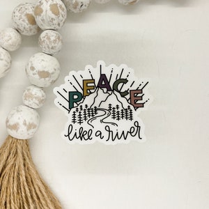 Pegatina cristiana "Paz como un río", pegatina de vinilo, pegatina de diario bíblico, regalo para mejor amigo, pegatina