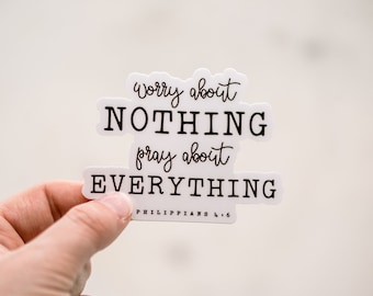 Pack of 50 - Pray About Everything Sticker, Christian Quote Sticker, Clear Vinyl Decal,  Inspirational Label, Christian Decal