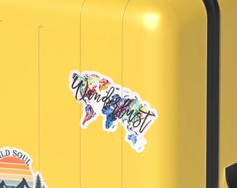 Travel Stickers For Luggage, Water Bottle Stickers Waterproof, Camper Stickers, Suitcase Decal, Wanderlust Sticker, World Map Decal, Gifts