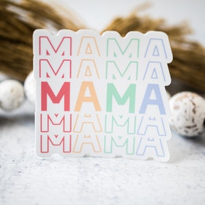 Rainbow Mama Sticker, Mom Sticker, Clear Decal, Water Bottle Label, Mother Sticker, Vinyl Decal, Mama Car Decal, Waterproof Sticker, Gift