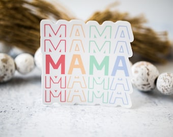 Rainbow Mama Sticker, Mom Sticker, Clear Decal, Water Bottle Label, Mother Sticker, Vinyl Decal, Mama Car Decal, Waterproof Sticker, Gift