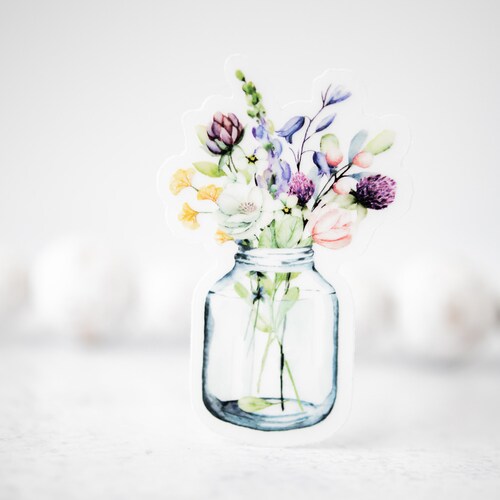 Wildflower Sticker Matte Vinyl Decal Floral Water Bottle Etsy