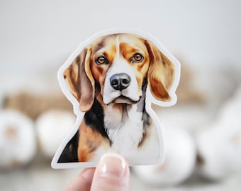 Beagle Dog Decal, Animal Lover Sticker, Dog Sticker, Nature Label, Water Bottle Sticker, Mans Best Friend Sticker, Laptop Decal