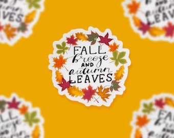 Fall Breeze Autumn Leaves Sticker: Waterproof Vinyl Decal, Fall Style Gift