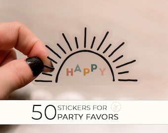Happy Stickers Wholesale, Bulk Stickers, Sun Vinyl Decals, 50 Positive Mental Health Stickers, Waterproof Stickers, Uplifting Decals,Retreat