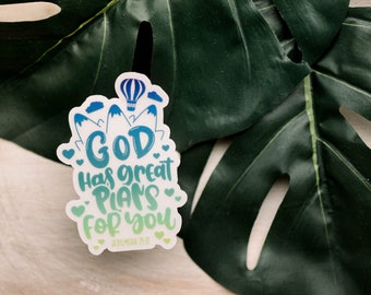 God Has Great Plans For You, Religious Sticker, Christian Vinyl, Colorful Vinyl Sticker, Water Bottle Sticker, Bible Journal, Waterproof