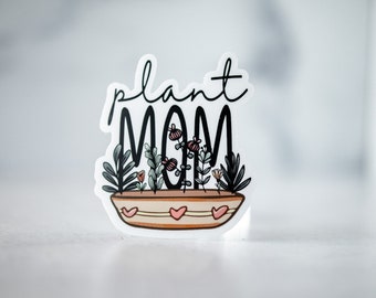 Plant Mom Sticker, Floral Label, Botanical Decal, Plant Lady Sticker, Cute Sticker, Potted Plants Sticker, Car Decal For Women, House plant