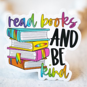 Pegatinas para leer libros y ser amable, pegatinas para Kindle, pegatinas luminosas para el parachoques, etiquetas impermeables, pegatinas Booktrovert, pegatinas para profesores, pegatinas para libros