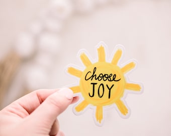 Sun Car Decal, Choose Joy Sticker, Yellow Sticker, Window Decal, Mental Health Awareness, Waterproof Sticker, Water Bottle Decal, Removable