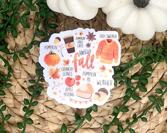 Fall Favorites Sticker, Autumn Sticker, Car Decal, Waterproof Sticker, October Sticker, Vinyl Sticker, Die Cut Sticker, Weather Sweater,Fall