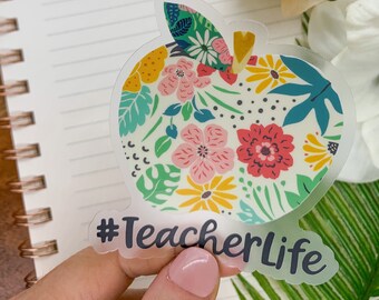 Teacher Life Sticker, Apple Decal, Education Sticker, Teacher Gift, Water Bottle Sticker, Flower Sticker, Labor Day Sticker, Car Stickers