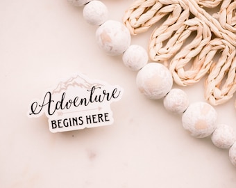 Pack Of 50 Adventure Begins Here Stickers, Waterbottle Stickers, Vinyl Stickers, Travel Stickers, Adventure Stickers, Planner Stickers
