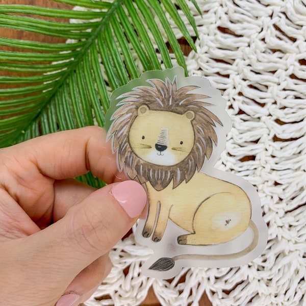 Lion Sticker, Safari Animal Decal, King Of The Jungle Label, Wildlife Decal, Small Lion Sticker, Child Label, Diary Sticker, Laptop Label