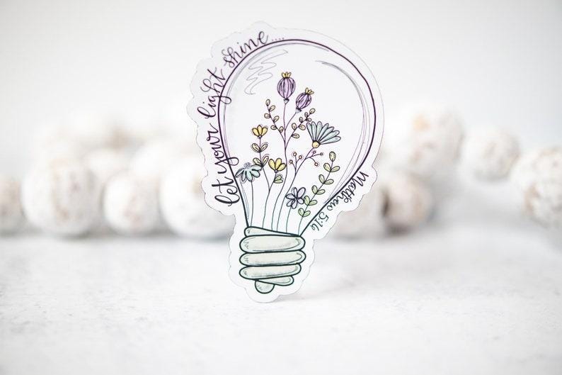 Let Your Light Shine Sticker, Christian Stickers, Waterproof Water Bottle Sticker, Mathew 5:16 Quote Sticker, Be The Light Decal,Car Sticker Magnet