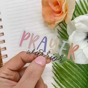 Prayer Warrior Sticker, Clear Christian Label, Die Cut Religious Decal, Prayer Stickers, Faith Label, Waterproof Decals, Christian Car Decal