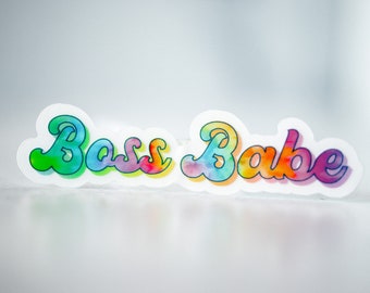 Boss Babe Sticker, Rainbow Decal, Phone Sticker, Girly Sticker, Car Decal For Women, Laptop Sticker, Computer Decal, Vinyl Label, Manager