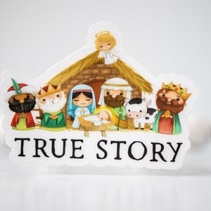 Nativity Sticker, Christmas Sticker, Nativity Scene Sticker, True Story, Christian Decal, Stocking Stuffer, Christmas Wrapping, Waterproof