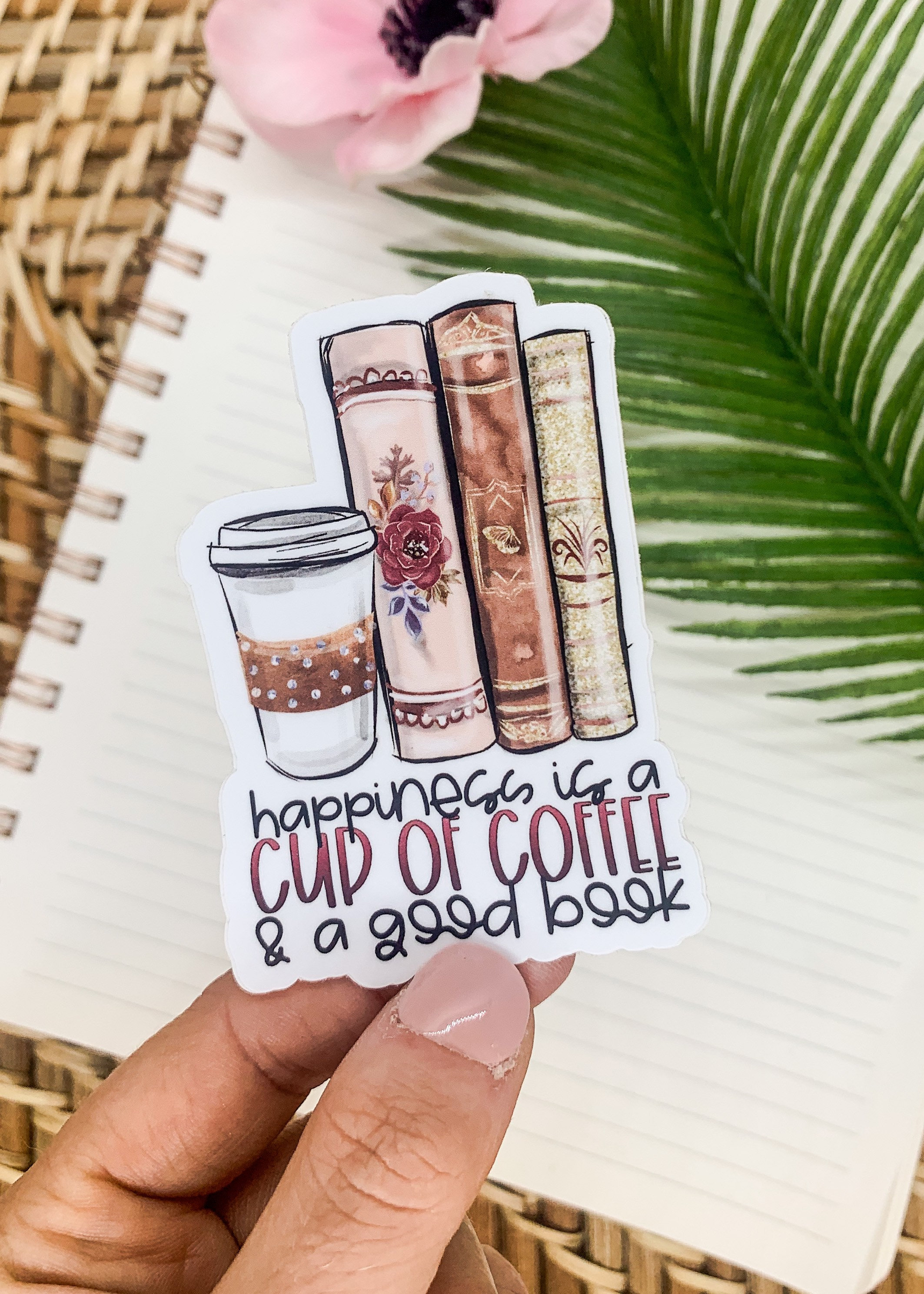 Buy Book Sticker, Autumn Sticker, Coffee Decal, Kindle Stickers, Happiness  is A Cup of Coffee and A Good Book, Reading Stickers, Booktok,for Cup  Online in India 