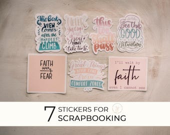 Pack Of 7 Encouraging Stickers, Laptop Stickers, Computer Stickers, Motivational Stickers, Faith Stickers, Positive Quote Decals, Journaling